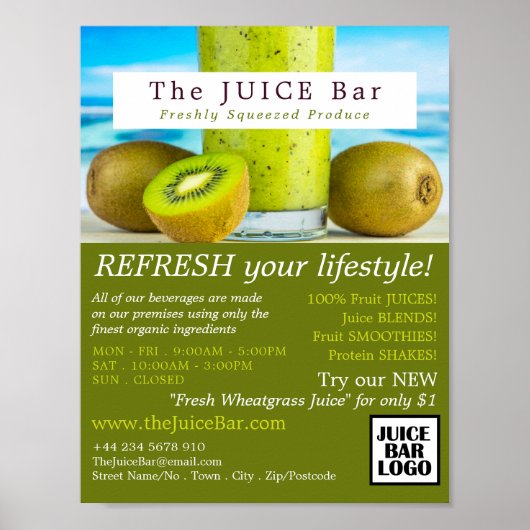 Kiwi's, Juice Bar Adverteren Poster (Voorkant)