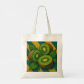 Kiwi's met mosterd en Blauwgroen strepen Tote Bag (Achterkant)