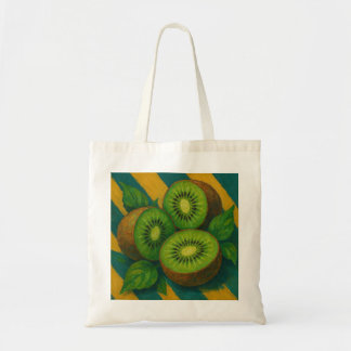 Kiwi's met mosterd en Blauwgroen strepen Tote Bag