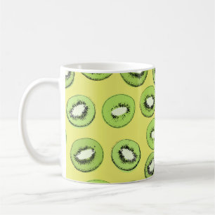 Kiwi's naadloos patroon, achtergrond met kiwi's koffiemok