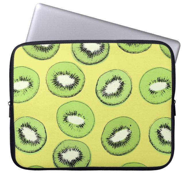Kiwi's naadloos patroon, achtergrond met kiwi's laptop sleeve (Voorkant)