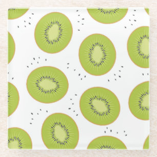 Kiwi's plakjes, naadloze illustratie. glazen onderzetter