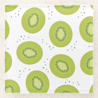 Kiwi's plakjes, naadloze illustratie. glazen onderzetter