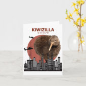Kiwizilla Funny Kiwi _ New Zealand Bird Lovers Gif Kaart (Gele Bloem)