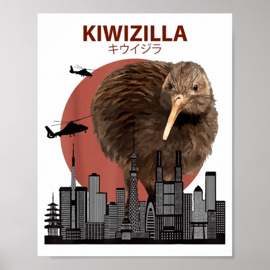 Kiwizilla Funny Kiwi _ New Zealand Bird Lovers Gif Poster (Voorkant)