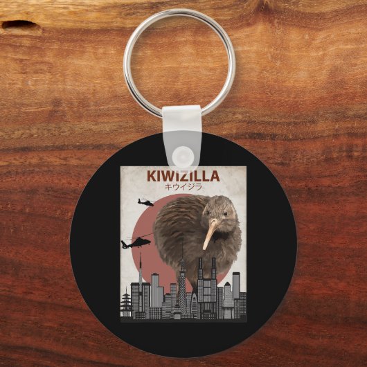 Kiwizilla Funny Kiwi New Zealand Bird Lovers Gift Sleutelhanger (Voorkant)