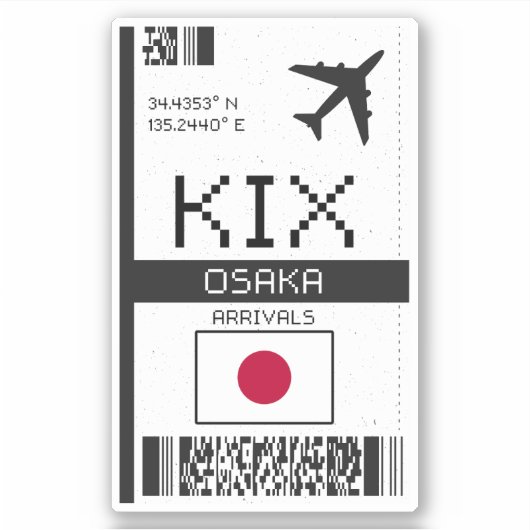 KIX Osaka Boarding Pass - Nederland Sticker (Voorkant)
