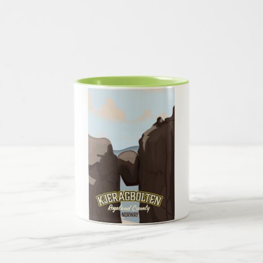 Kjeragbolten Noors reisposter. Tweekleurige Koffiemok (Center)