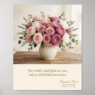 KJV Bijbel-Exodus 14:14 Bloemstuk Poster
