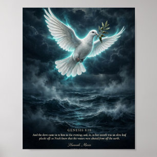 KJV Bijbel-Genesis 8:11 Duif Met Olijftak Poster