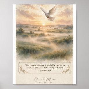 KJV Bijbel-Genesis 9:3 KJV - Witte Duif bij Zonsop Poster