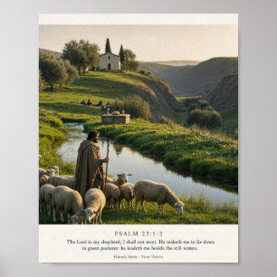KJV Bijbel-Psalm 23:1-2 De Heer Is Mijn Herder Poster