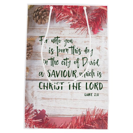 KJV Bijbelse kerst Medium Cadeauzakje (Achterkant)