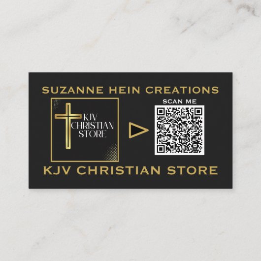 KJV Christelijk Store QR code zwart goud Visitekaartje (Voorkant)