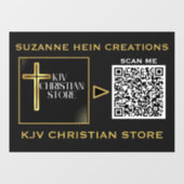 KJV christelijke winkel QR-code zwart goud Raamsticker (Vel)