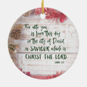 KJV Luke Bible Verse Kerstmis Keramisch Ornament (Achterkant)