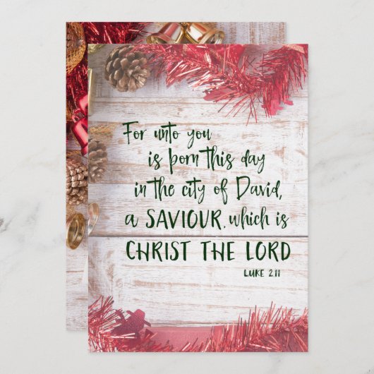 KJV Scripture Kerstmis Feestdagenkaart (Voorkant / Achterkant)