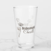 Kkervis moderne bloeminkt bruine bruiloft glas (Achterkant)