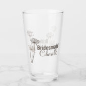 Kkervis moderne bloeminkt bruine bruiloft glas (Voorkant)