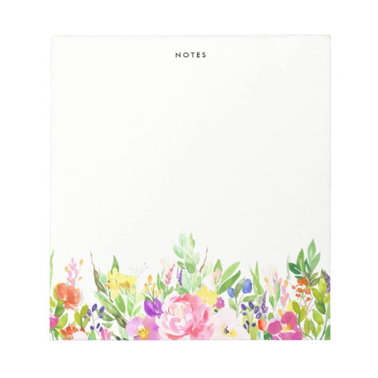 Kkleurige Waterverf Spring Blooms Floral Notitieblok (Voorkant)