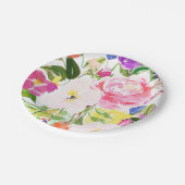 Kkleurige Waterverf Spring Blooms Floral Papieren Bordje (Gekanteld)