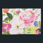 Kkleurige Waterverf Spring Blooms Floral Theedoek<br><div class="desc">Kleurrijke en grillige keukenhanddoek met waterverf pioenrozen,  tulpen en andere bloemen. Dit is perfect voor accenten in elke keuken.</div>