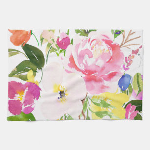 Kkleurige Waterverf Spring Blooms Floral Theedoek