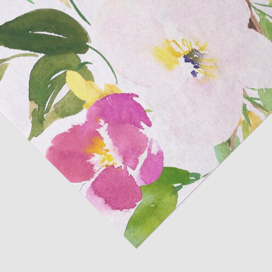 Kkleurige Waterverf Spring Blooms Floral Tissuepapier (Detail)