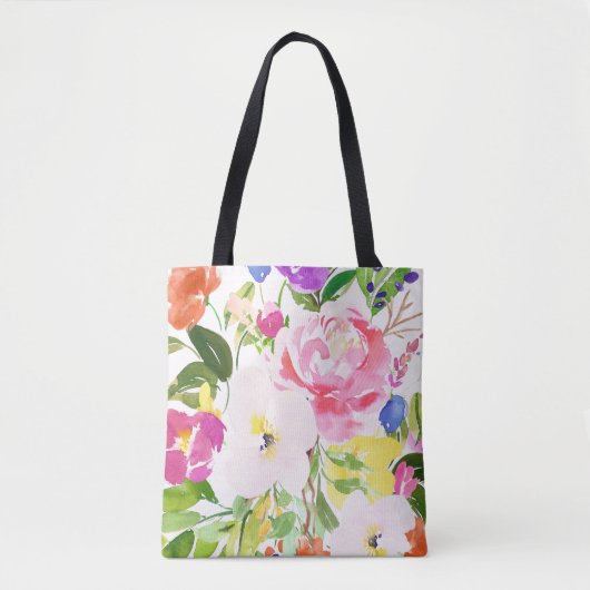 Kkleurige Waterverf Spring Blooms Floral Tote Bag (Voorkant)