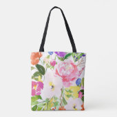 Kkleurige Waterverf Spring Blooms Floral Tote Bag (Achterkant)