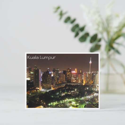 kl night skyline briefkaart (Staand voorkant)
