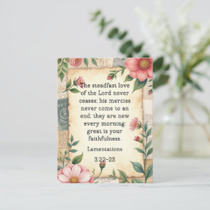 Klaagliederen 3:22–23 Vintage Bloem Ontwerp Briefkaart
