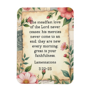 Klaagliederen 3:22–23 Vintage Bloem Ontwerp  Magneet