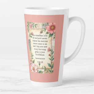 Klaagliederen 3:22–23 Vintage Bloemontwerp  Latte Mok