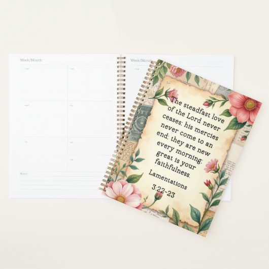 Klaagliederen 3:22–23 Vintage Bloemontwerp  Planner (Display)
