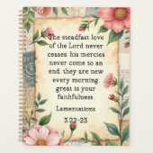 Klaagliederen 3:22–23 Vintage Bloemontwerp  Planner (Voorkant)