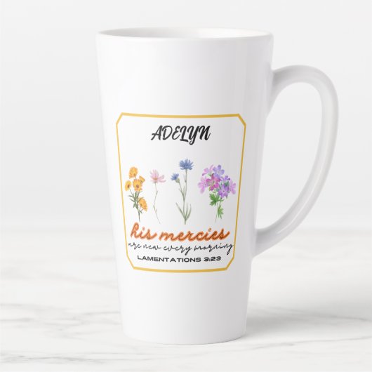 Klaagliederen 3:23 Zijn barmhartigheden nieuwe gep Latte Mok (Rechts)