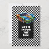 Klaar Af Racerende Auto Verjaardagsfeestje Kaart (Achterkant)