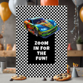 Klaar Af Racerende Auto Verjaardagsfeestje Kaart