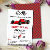 Klaar af weg rode raceauto moderne 7de verjaardag kaart