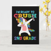 Klaar Crush 2e Grade Back School Eenhoorn Dabbing Kaart (Gele Bloem)