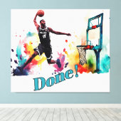 Klaar: de ultieme slamdunk basketbaltrend canvas afdruk (Insitu (Houten vloer))