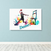 Klaar: de ultieme slamdunk basketbaltrend canvas afdruk (Insitu (Houten vloer))