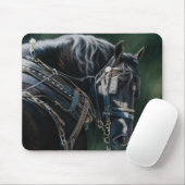 Klaar en witte zwarte Percheron Draft Horse Muismat (Met muis)