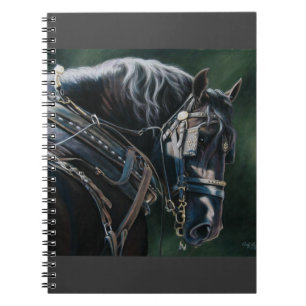 Klaar en witte zwarte Percheron Draft Horse Notitieboek