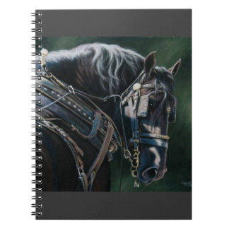 Klaar en witte zwarte Percheron Draft Horse Notitieboek