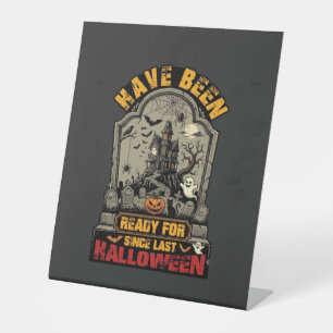 Klaar Halloween Spokenhuis Grafsteen Reclamebord Met Voetstuk