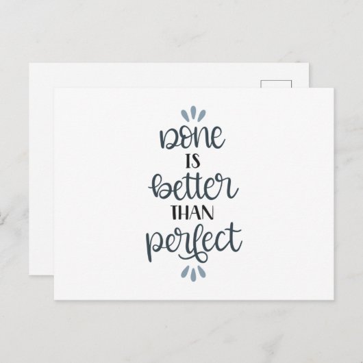 Klaar is beter dan perfect briefkaart (Voorkant / Achterkant)