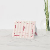 "Klaar-lijk Dankbaar" Roze & Rode Gestreepte Kreef Bedankkaart (Voorkant)