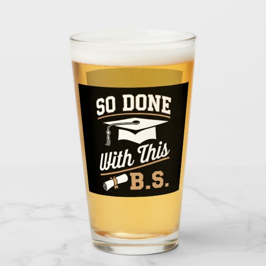 Klaar met deze BS Bachelor Afgestudeerd Afstuderen Glas (Voorkant gevuld)